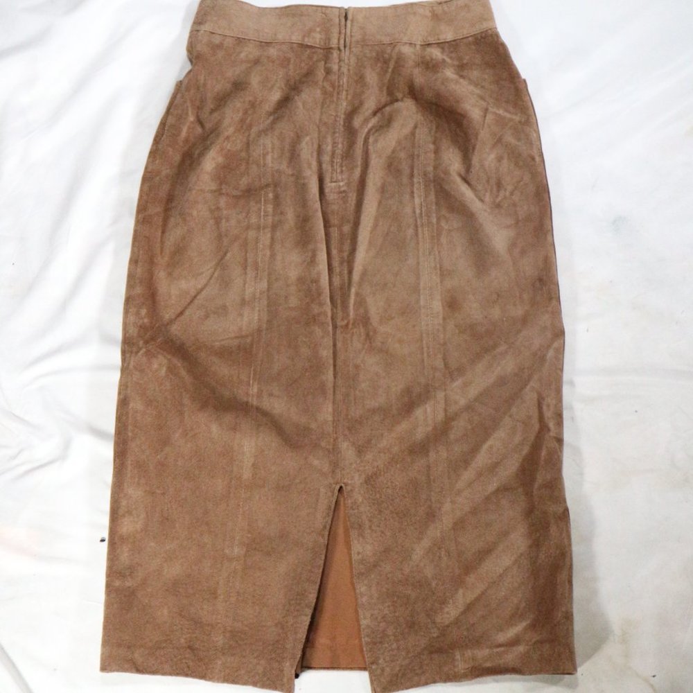 VTG LORD & TAYLOR Silky Suede Leather Skirt Sz 10 Women